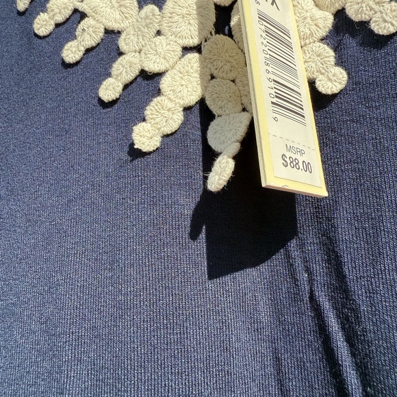 Max Studio Shift Dress Size1X New NWT Lace Neckline Navy Blue Sleeveless - Picture 3 of 3